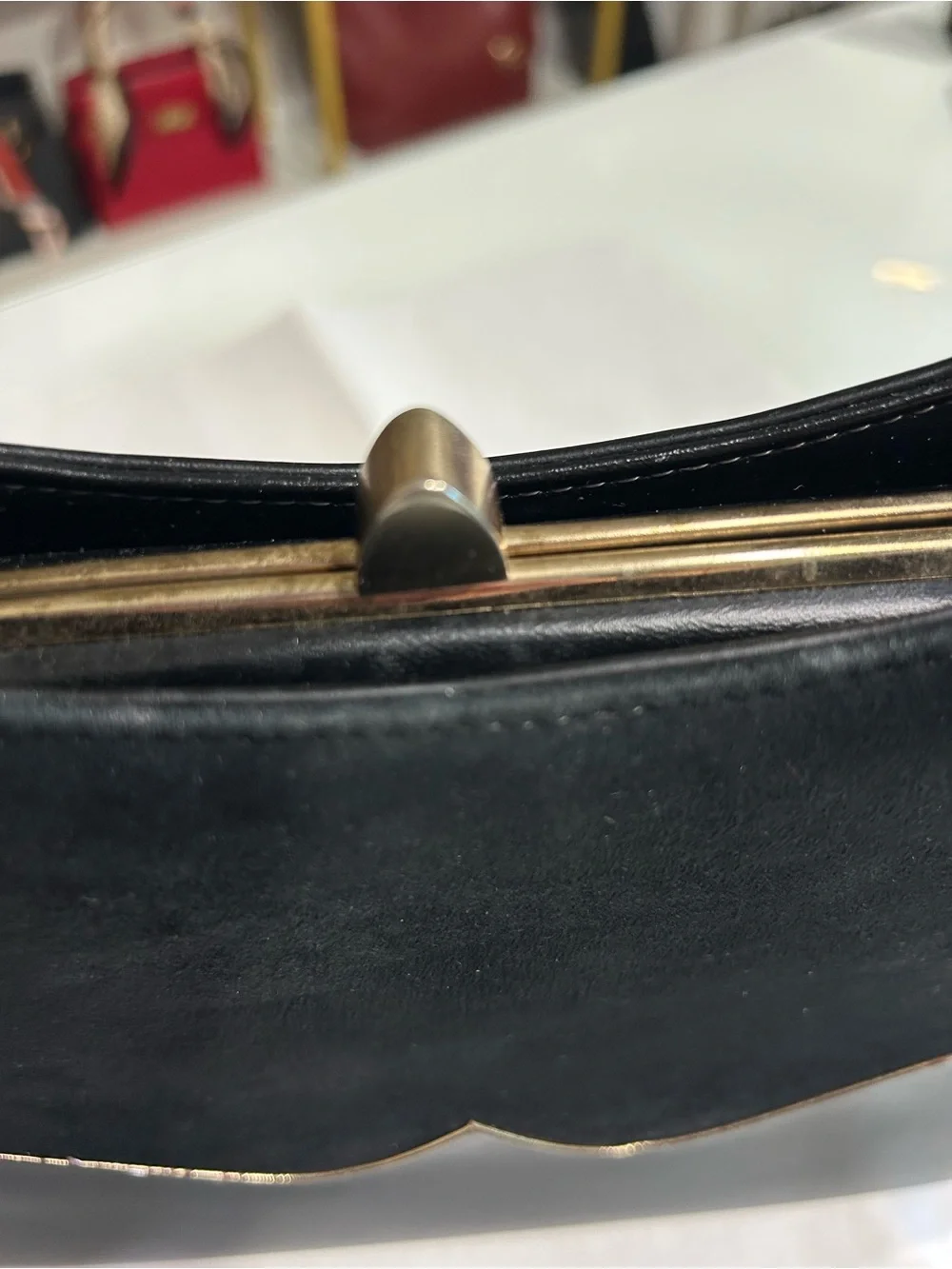 Life Stride 1950’s Vintage Black Suede & Simulated Leather Women's Handbag - Picture 10 of 14